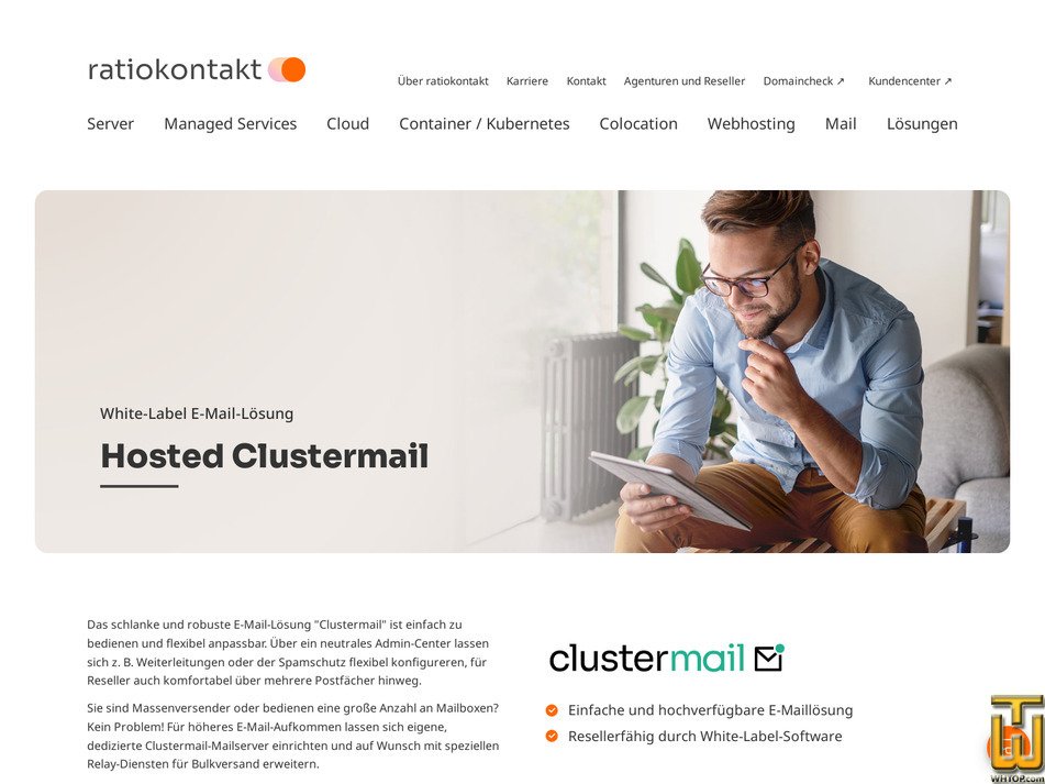 Taken on 18 September, 2026 screenshot of Clustermail XS (1 Account) from ratiokontakt.de