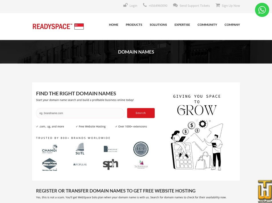 Taken on 30 January, 2026 screenshot of .com from readyspace.com.sg