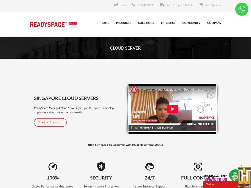 screenshot of Cloud Server 4GB from readyspace.com.sg