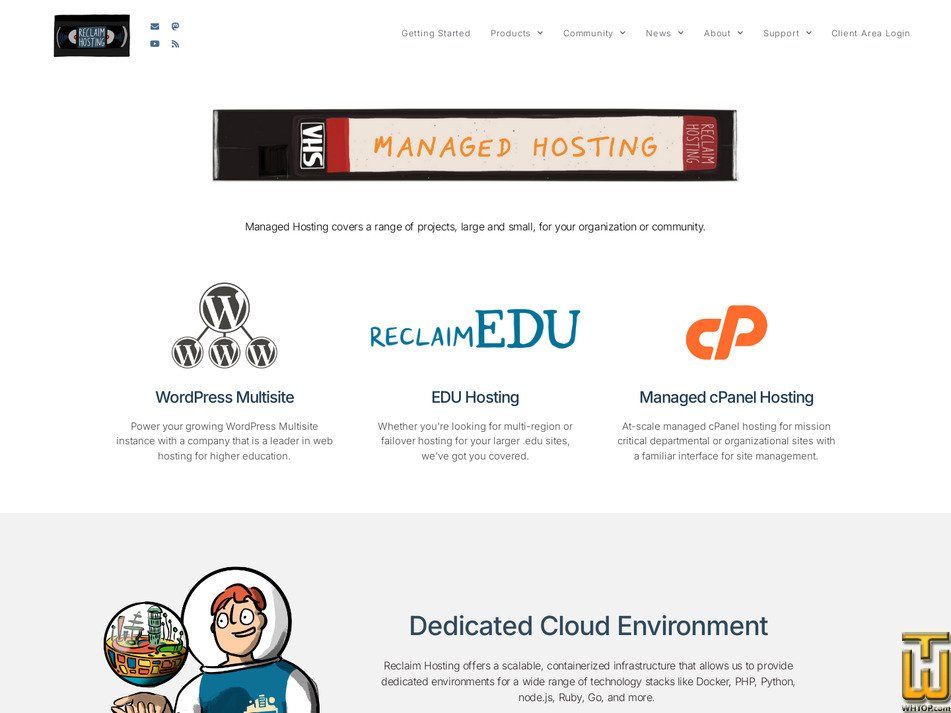 Taken on 16 June, 2026 screenshot of Managed Hosting from reclaimhosting.com