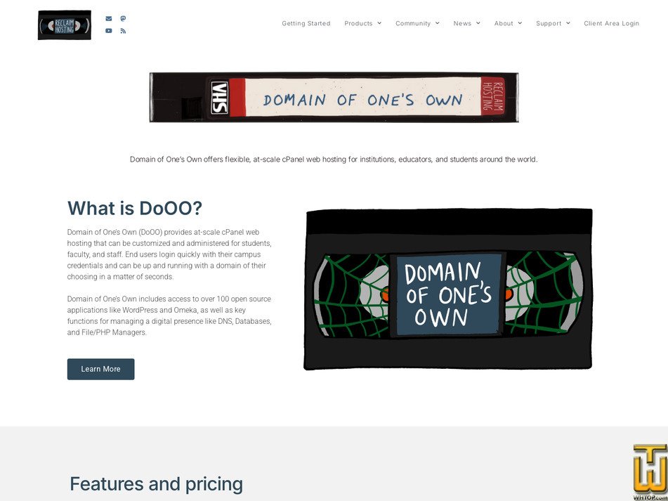 Taken on 16 June, 2026 screenshot of Domain of One's Own from reclaimhosting.com