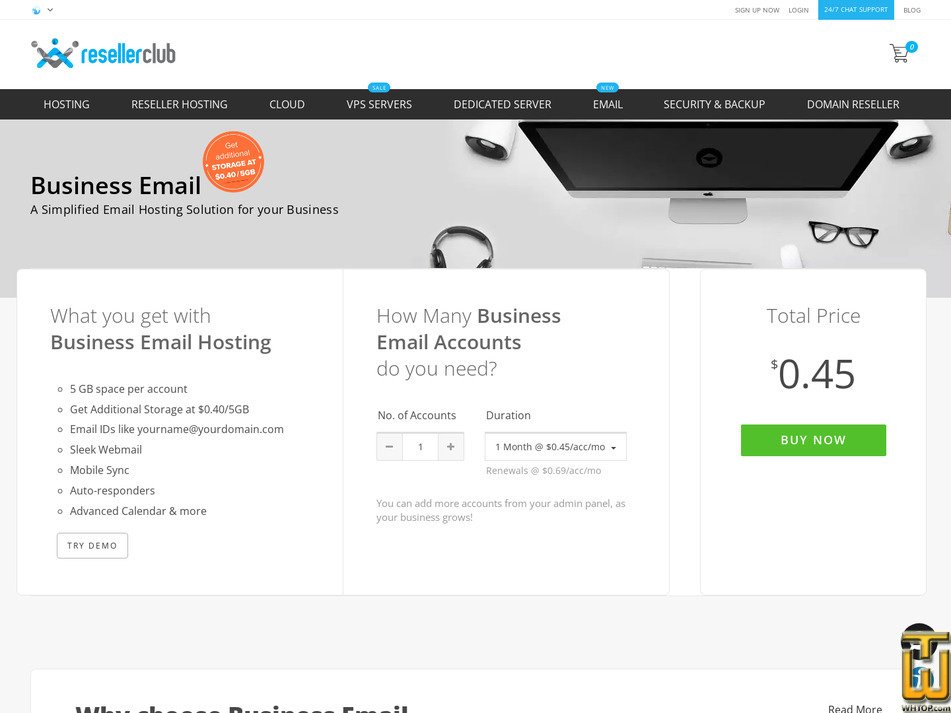 Taken on 15 January, 2026 screenshot of Business Email from resellerclub.com