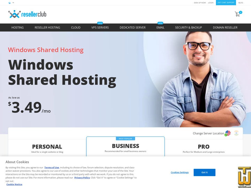 screenshot of Personal from resellerclub.com