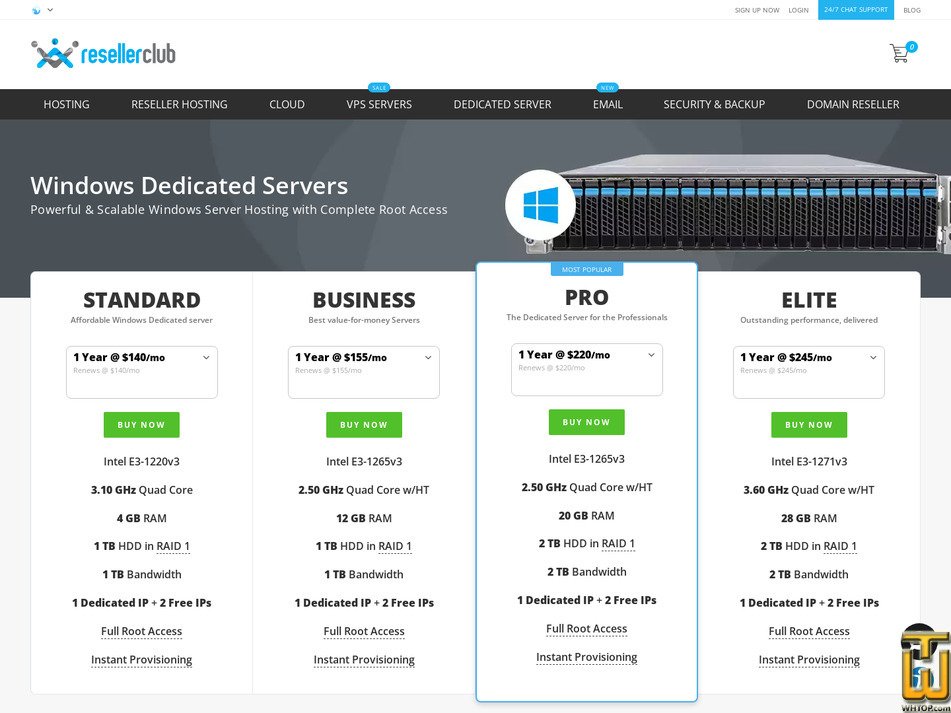 screenshot of Pro from resellerclub.com