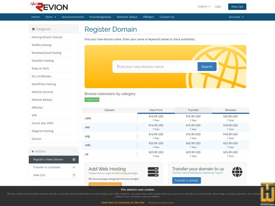 screenshot of .COM from revion.com