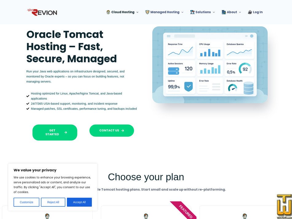 screenshot of Oracle tomcat SE from revion.com