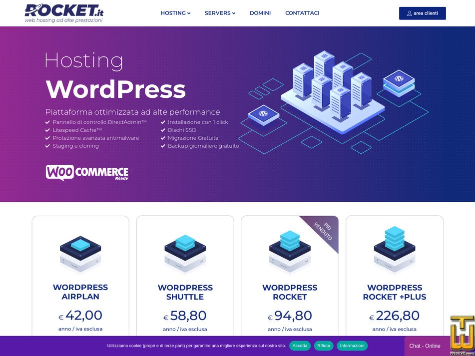 Taken on 22 September, 2026 screenshot of Wordpress Shuttle / Prestashop Business from rockethosting.it