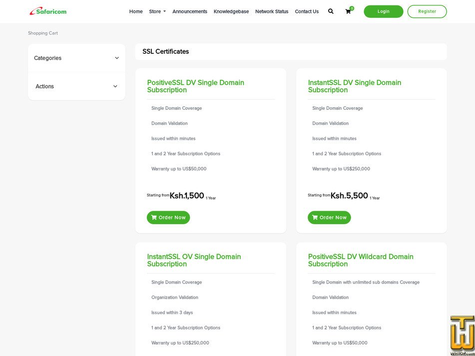 Taken on 27 January, 2026 screenshot of PositiveSSL DV Wildcard from safaricom.co.ke