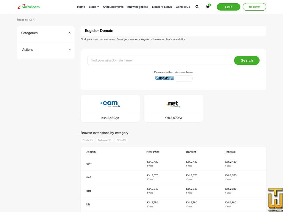 Taken on 27 January, 2026 screenshot of .COM from safaricom.co.ke
