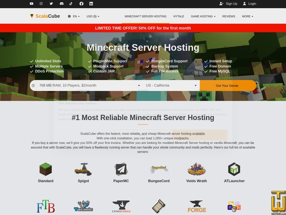 screenshot of Minecraft 12G from scalacube.com