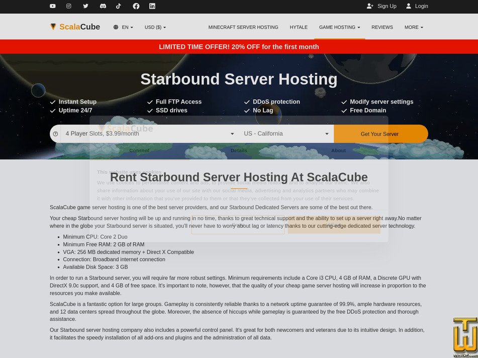screenshot of Starbound 4 Slots from scalacube.com