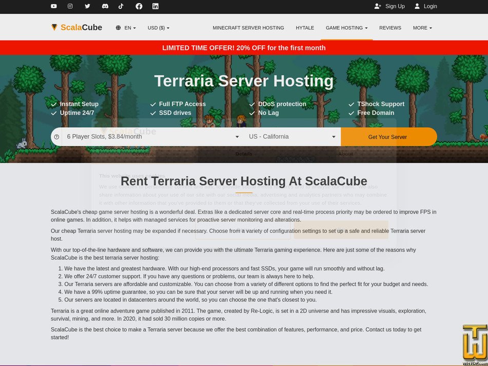 screenshot of Terraria 6 Slots from scalacube.com