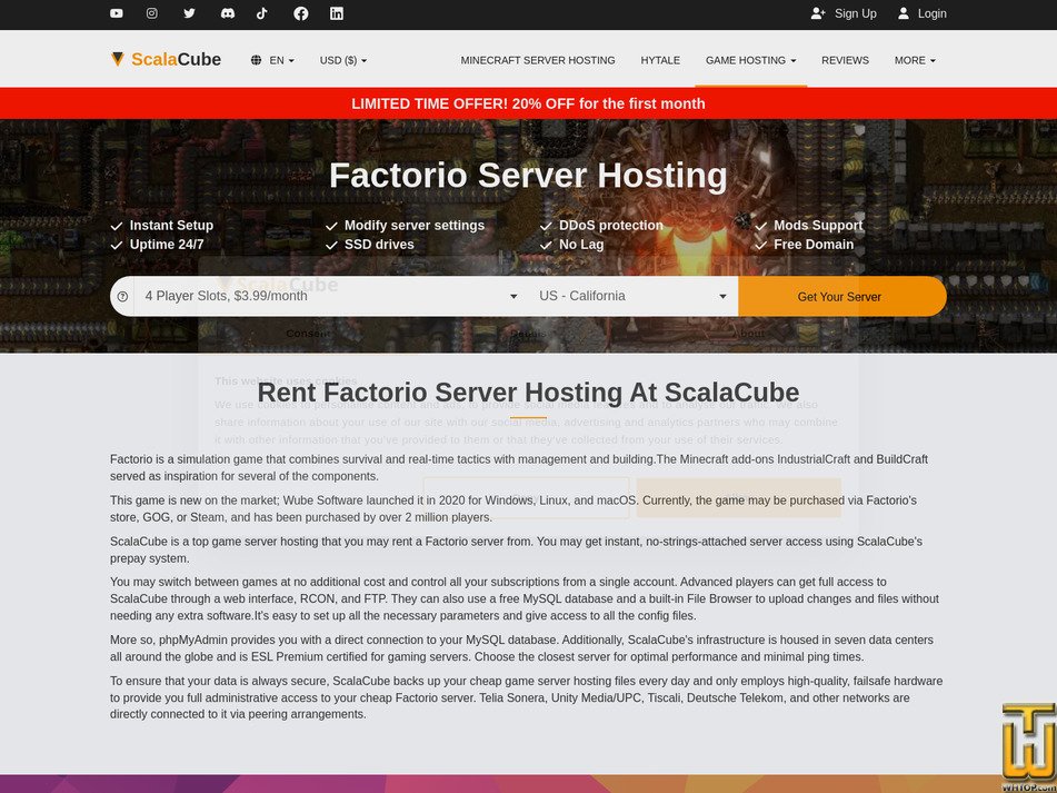 screenshot of Factorio 12 Slots from scalacube.com