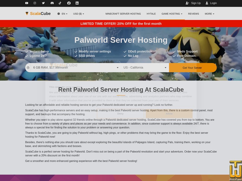 Taken on 16 February, 2026 screenshot of Palworld 6G from scalacube.com