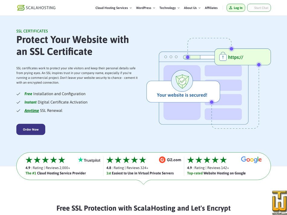 screenshot of Free Let's Encrypt SSL from scalahosting.com