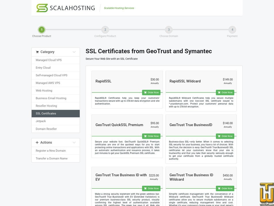 Taken on 17 April, 2026 screenshot of Secure Site EV SSL from scalahosting.com