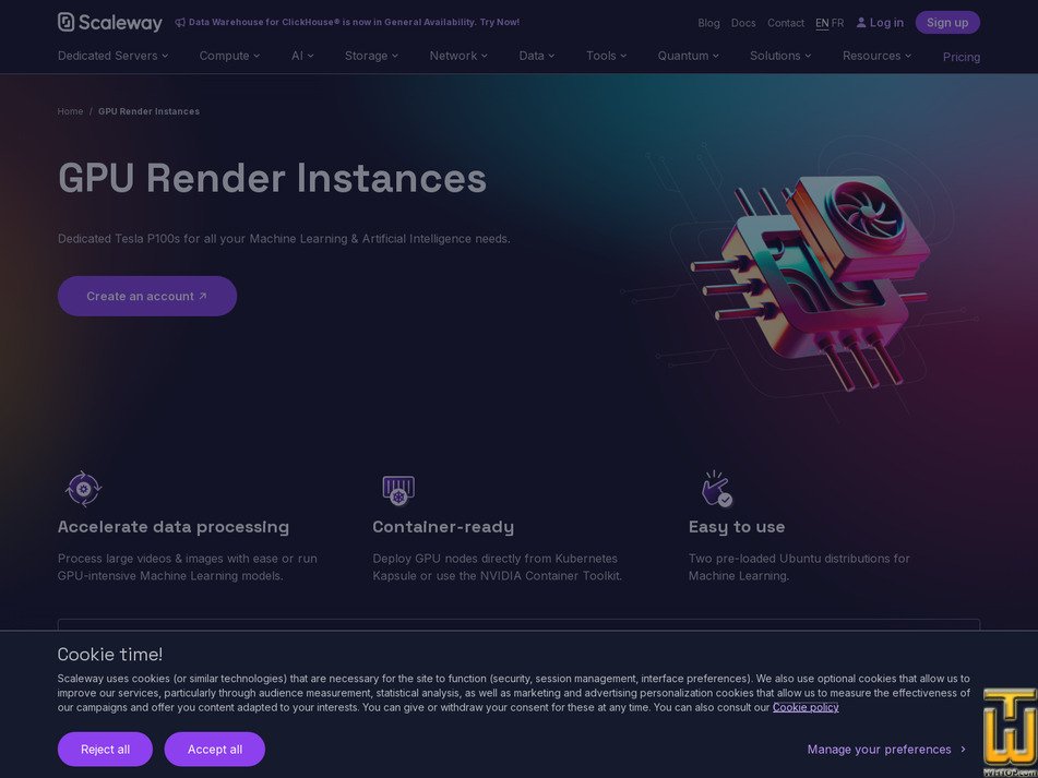 Taken on 5 April, 2026 screenshot of RENDER-S from scaleway.com