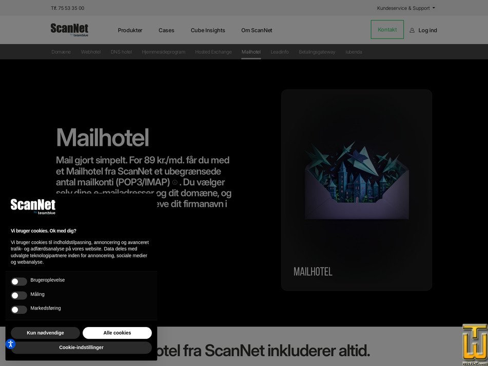 Taken on 5 May, 2026 screenshot of Mailhotel from scannet.dk