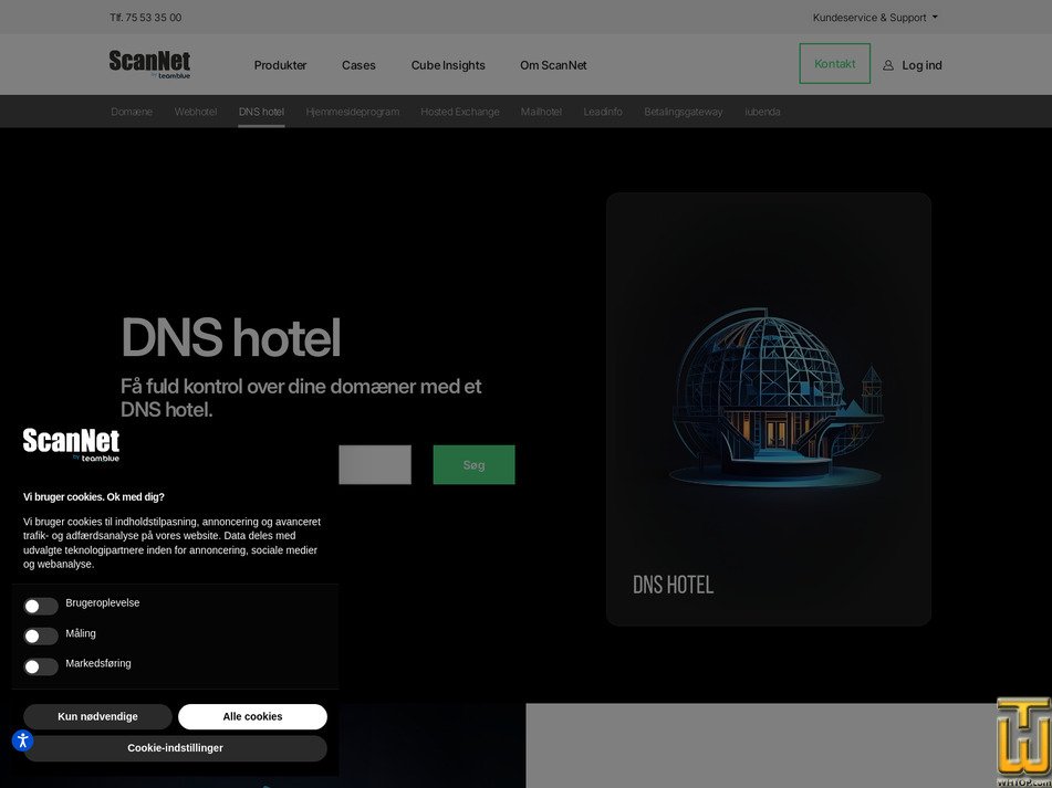 screenshot of DNS hotel from scannet.dk