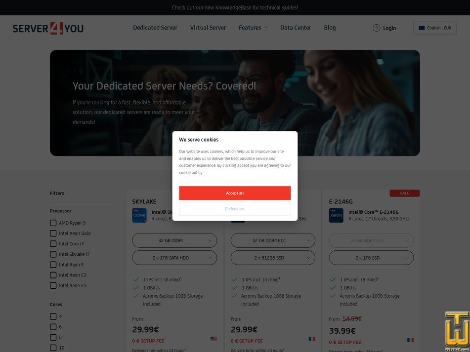 screenshot of E5-2630v4 from server4you.com