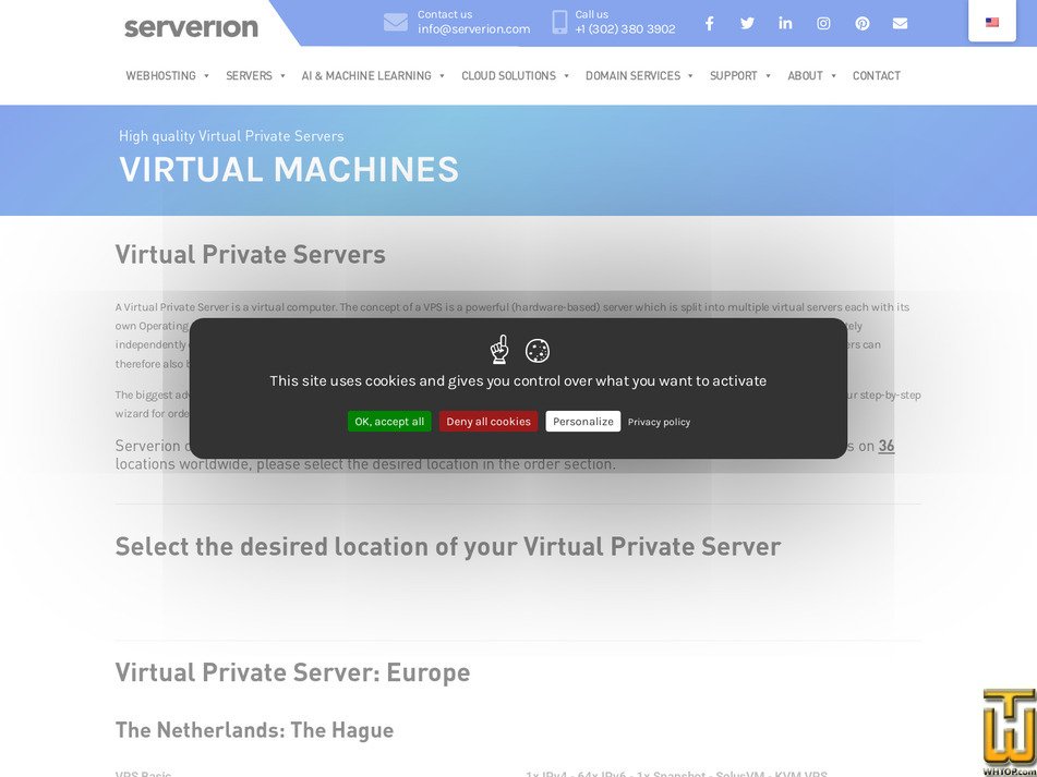 screenshot of VPS Basic from serverion.com