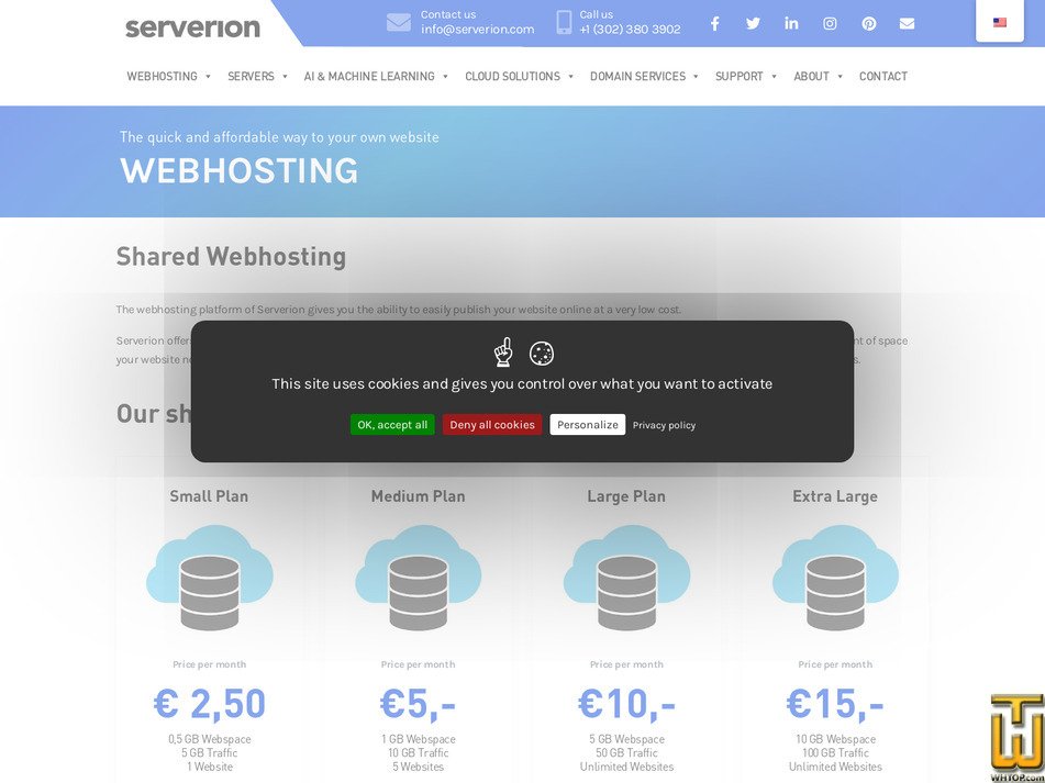 Taken on 16 May, 2026 screenshot of Small from serverion.com