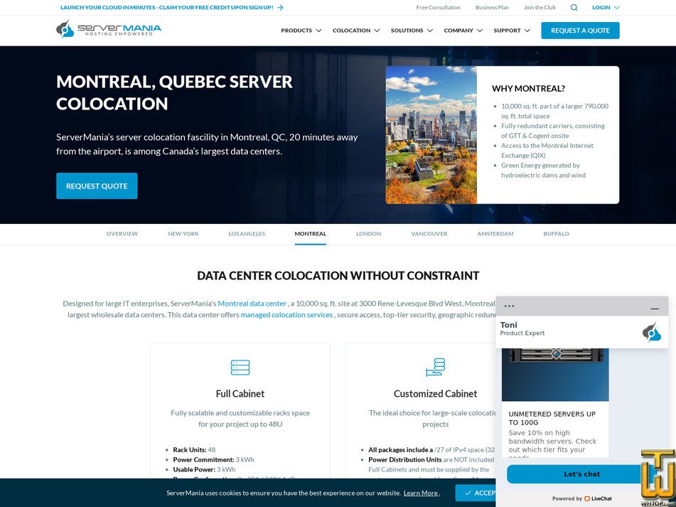 screenshot of Montreal: Full Cabinet from servermania.com