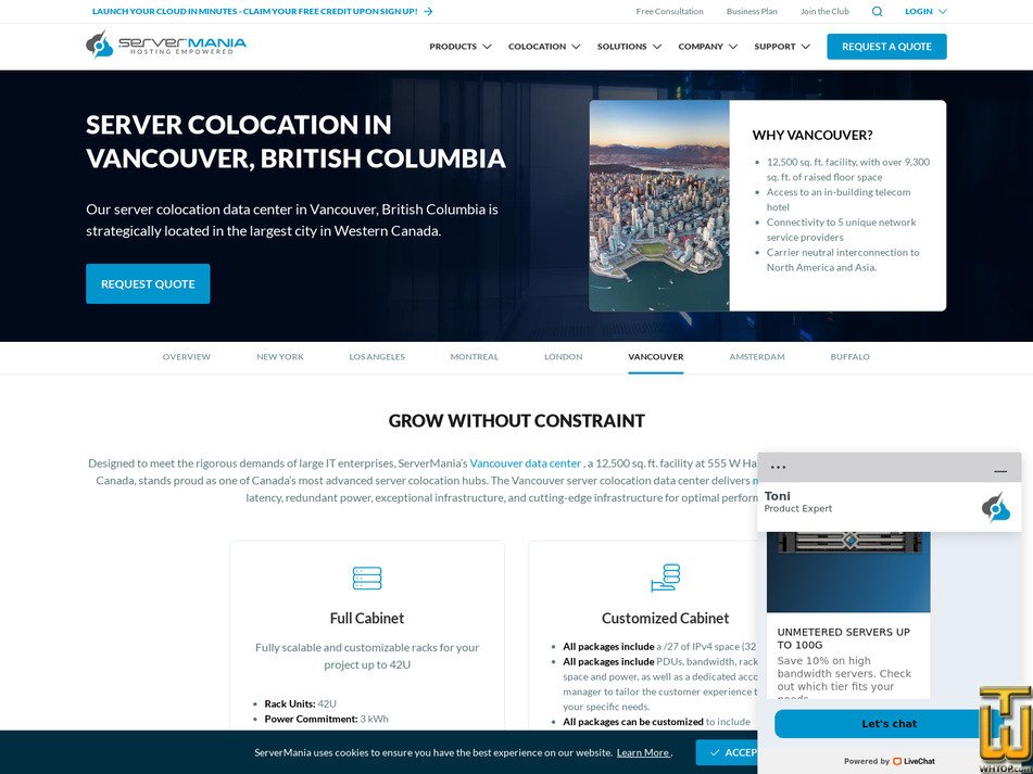 screenshot of Vancouver: Full Cabinet from servermania.com