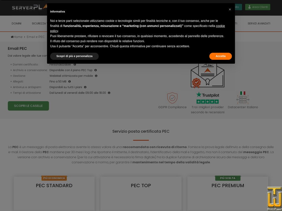 Taken on 17 March, 2026 screenshot of PEC STANDARD from serverplan.com