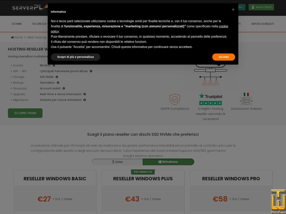 Taken on 17 March, 2026 screenshot of Reseller Pro from serverplan.com