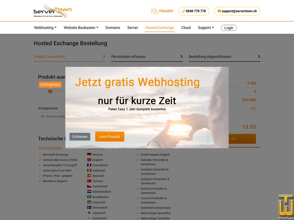 screenshot of Easy from servertown.ch