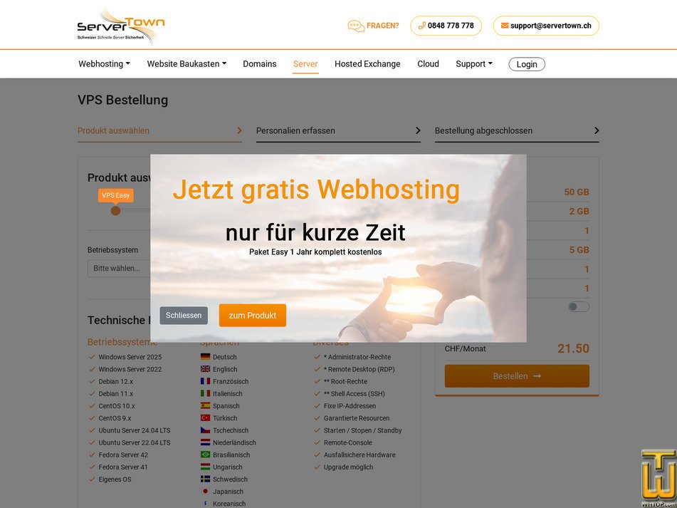 screenshot of Easy from servertown.ch