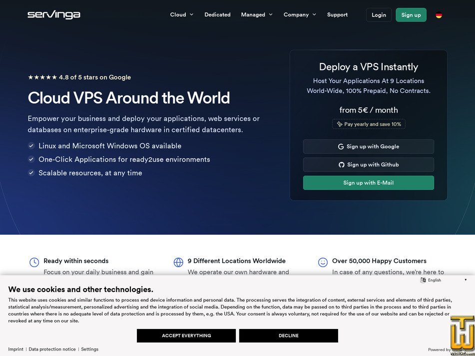screenshot of VPS B4C4 from servinga.com