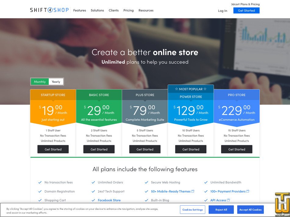 screenshot of Startup Store from shift4shop.com