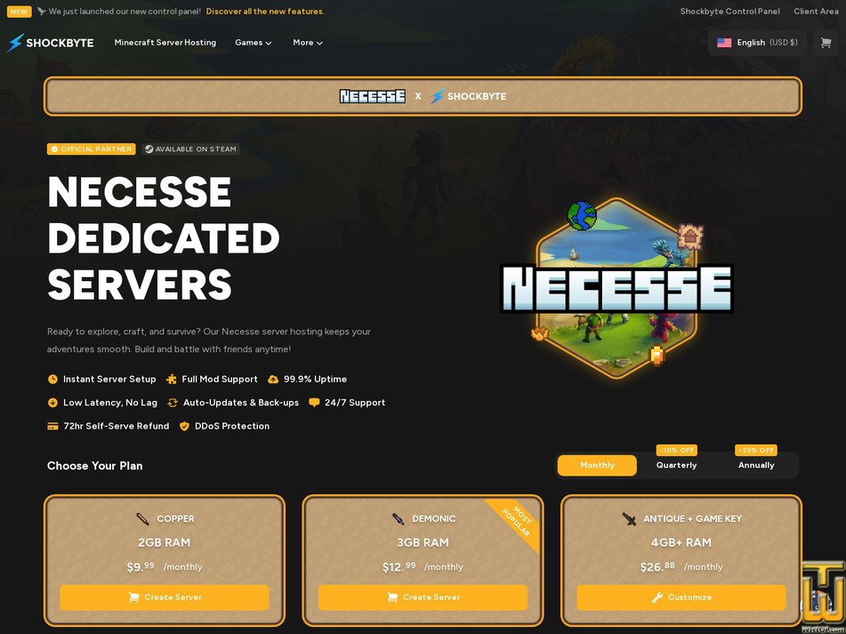 Taken on 13 October, 2026 screenshot of Antique + Game Key (Necesse) from shockbyte.com