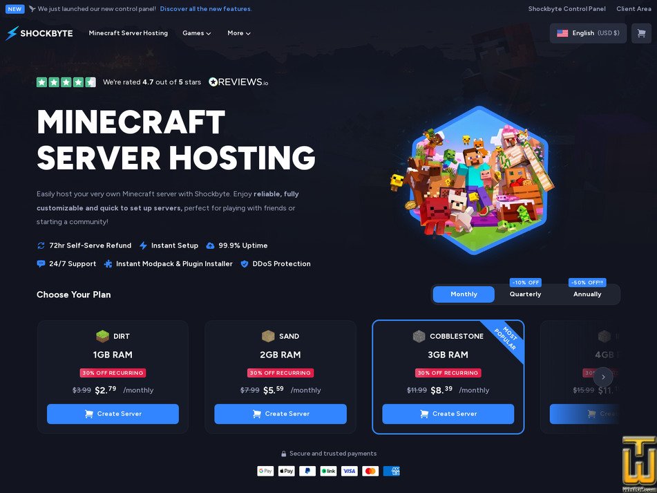 screenshot of Iron (Minecraft) from shockbyte.com