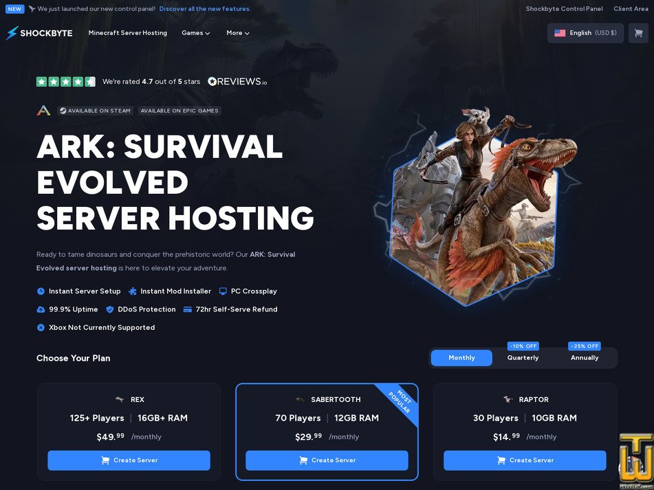 screenshot of Raptor (ARK Survival Evolved) from shockbyte.com