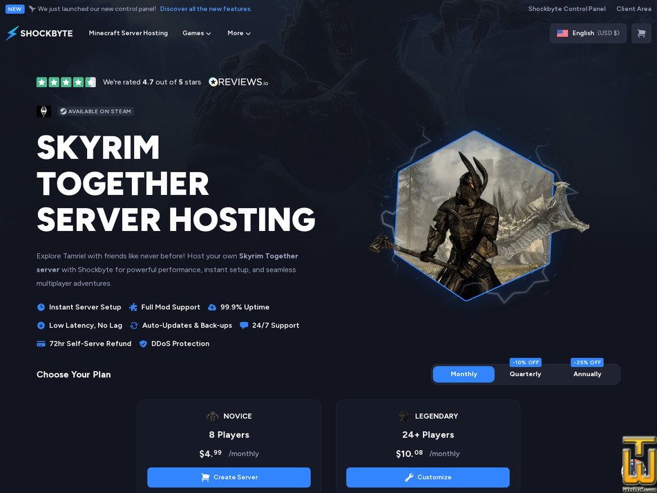 Taken on 13 October, 2026 screenshot of Legendary (Skyrim Together) from shockbyte.com