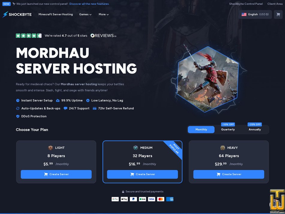 Taken on 13 October, 2026 screenshot of Heavy (Mordhau) from shockbyte.com