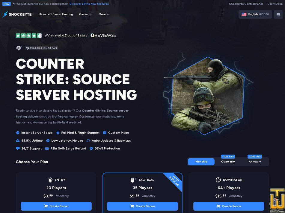 Taken on 13 October, 2026 screenshot of Dominator (Counter Strike Source) from shockbyte.com