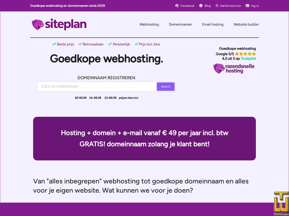 Taken on 12 June, 2026 screenshot of MEGA webhosting from siteplan.be