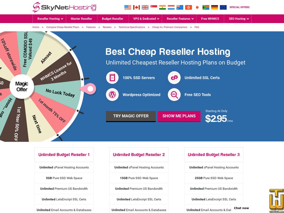 screenshot of Unlimited Budget Reseller 1 from skynethosting.net