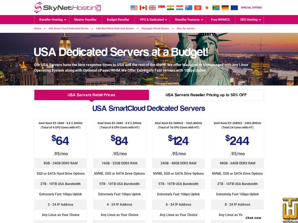 screenshot of Intel Xeon E3-1230 - 4 X 3.2 GHz from skynethosting.net