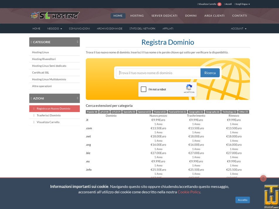 Taken on 5 October, 2026 screenshot of .com from slhosting.it