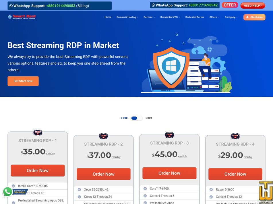 Taken on 10 August, 2026 screenshot of Streaming RDP - 1 from smarthostbd.com