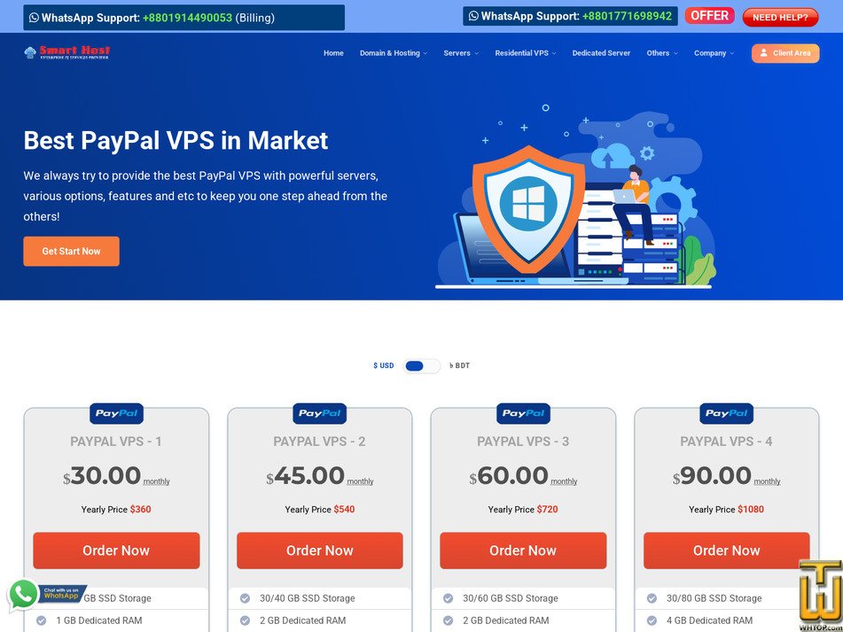 Taken on 10 August, 2026 screenshot of PayPal VPS - 4 from smarthostbd.com
