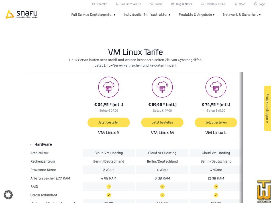 Taken on 15 September, 2026 screenshot of VM Linux S from snafu.de