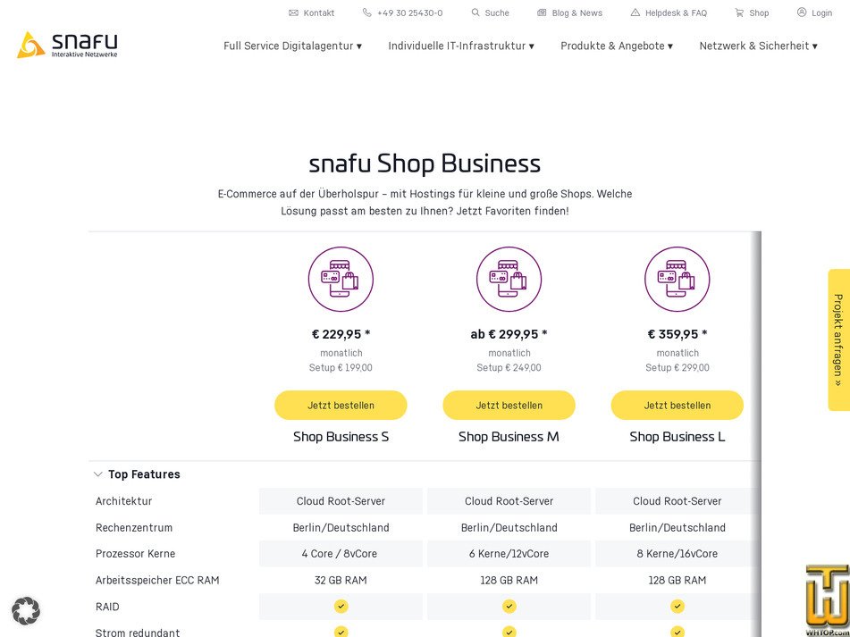 Taken on 15 September, 2026 screenshot of Shop Business L from snafu.de