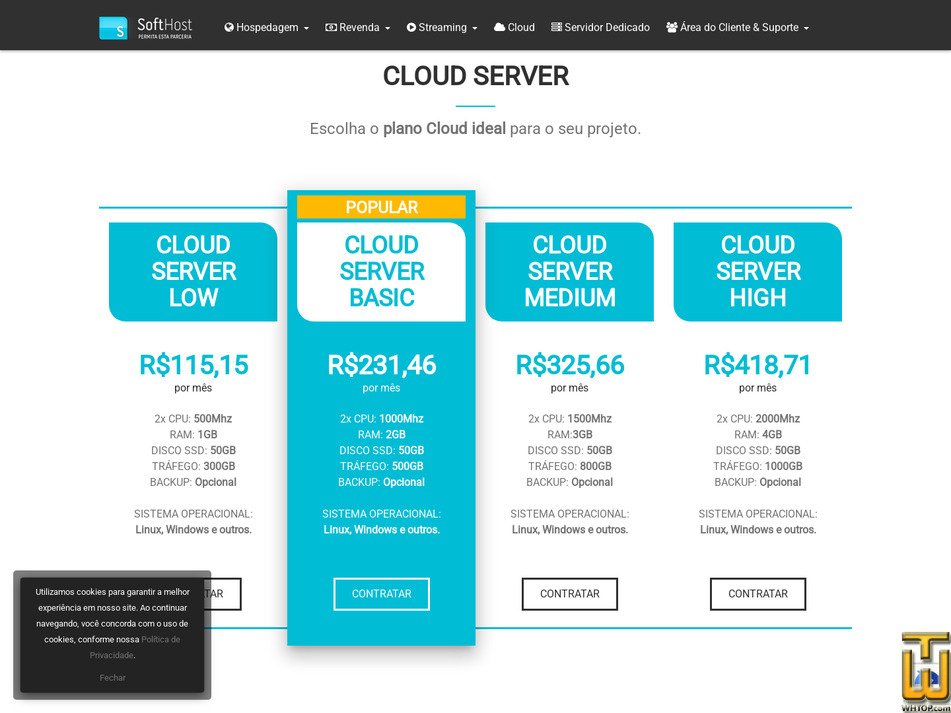 Taken on 4 September, 2026 screenshot of Cloud Server Low from softhost.com.br