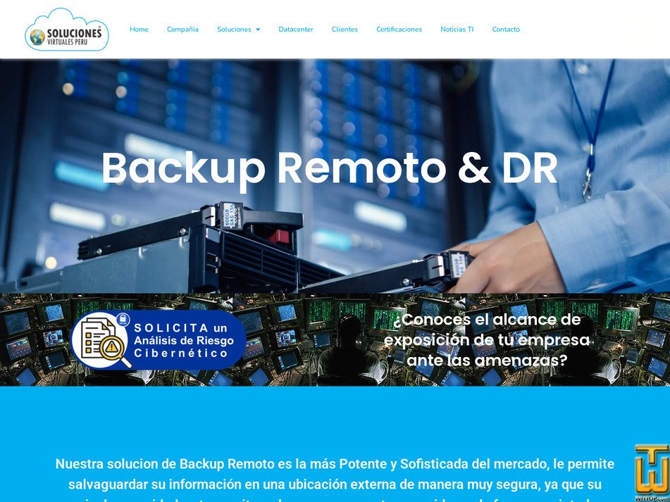screenshot of DR Recuperación de Desastre y Backup Online - 2026 from solucionesvirtualesperu.com